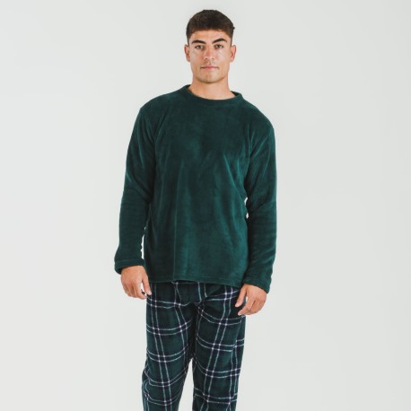 Pijama coral hombre Cuadro Welo verde