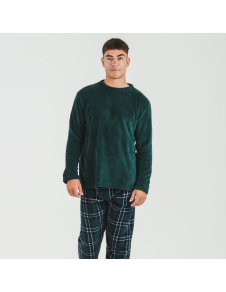 Pijama coral hombre Cuadro Welo verde