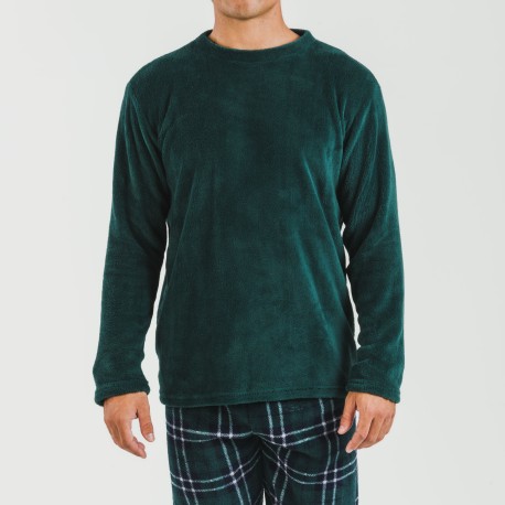 Pijama coral hombre Cuadro Welo verde