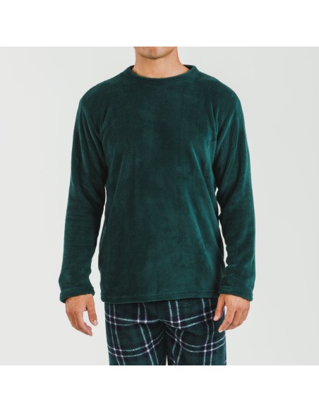 Pijama coral hombre Cuadro Welo verde