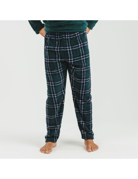 Pijama coral hombre Cuadro Welo verde