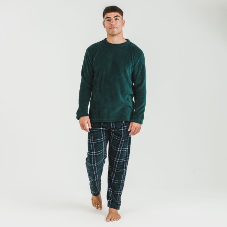 Pijama coral hombre Cuadro Welo verde