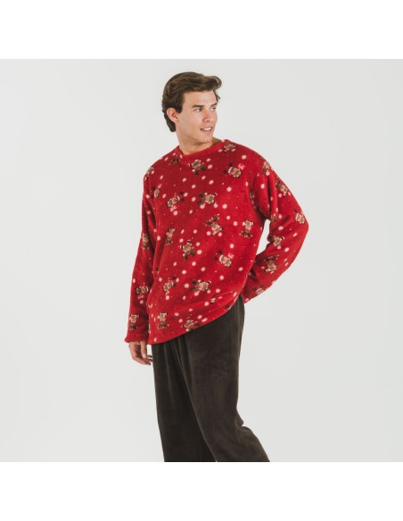 Pijama coral hombre Rodolfo rojo Pijama coral hombre Rodolfo rojo