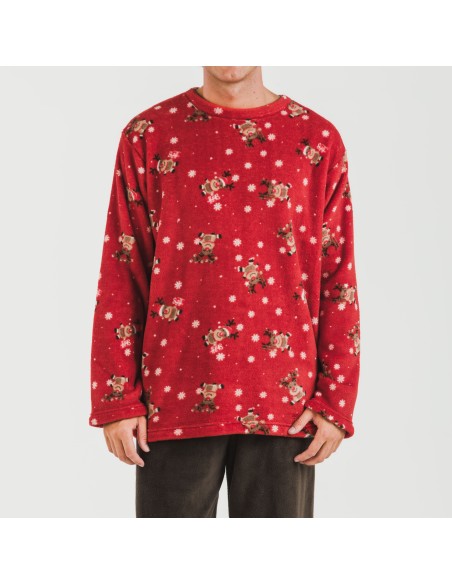 Pijama coral hombre Rodolfo rojo Pijama coral hombre Rodolfo rojo