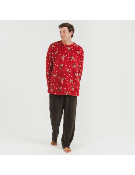 Pijama coral hombre Rodolfo rojo Pijama coral hombre Rodolfo rojo