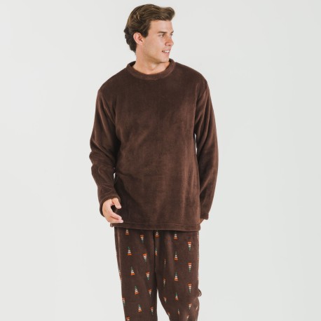 Pijama coral hombre Pelayo marrón