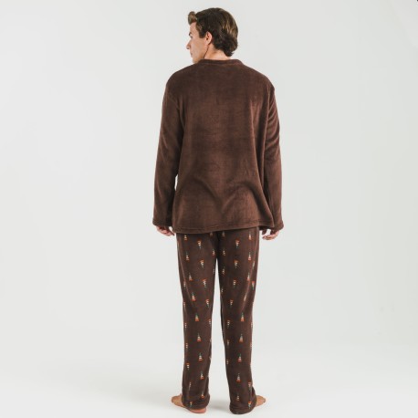 Pijama coral hombre Pelayo marrón