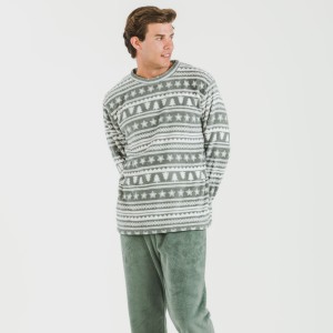 Pijama coral hombre Teseo verde caceria