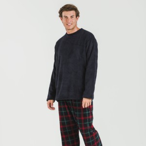 Pijama coral hombre Cuadro Roman azul marino