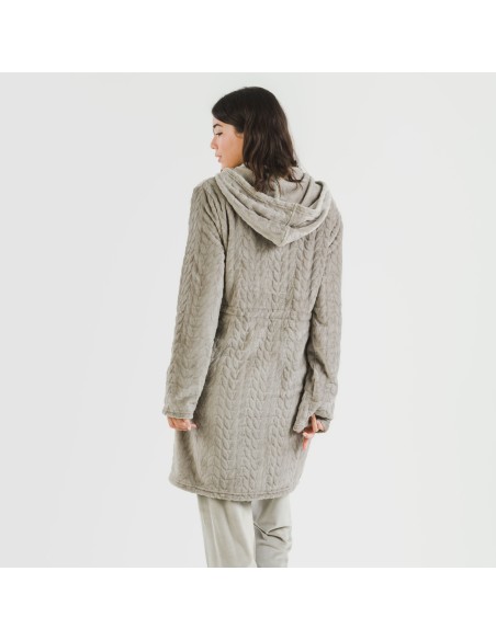 Bata terciopelo con gorro Devore lisa Bata terciopelo con gorro Devore lisa