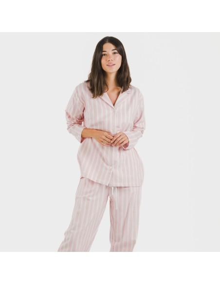Pijama Franela con solapa mujer Raya Marsella rosa Pijama Franela con solapa mujer Raya Marsella rosa