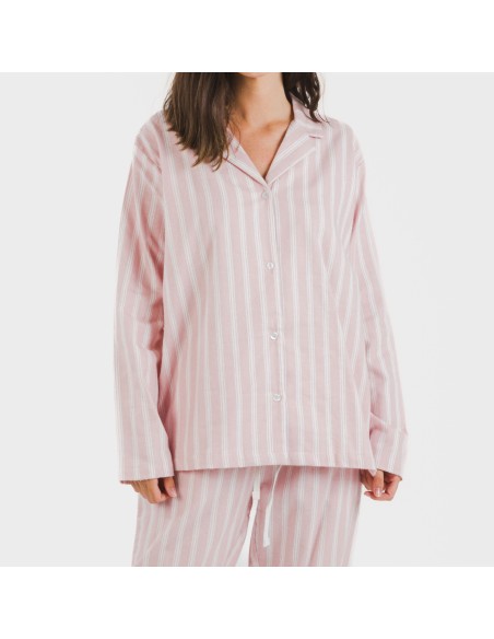 Pijama Franela con solapa mujer Raya Marsella rosa Pijama Franela con solapa mujer Raya Marsella rosa