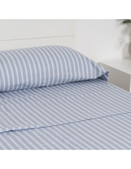 Juego de sábanas franela Raya Marsella indigo Juego de sábanas franela Raya Marsella indigo