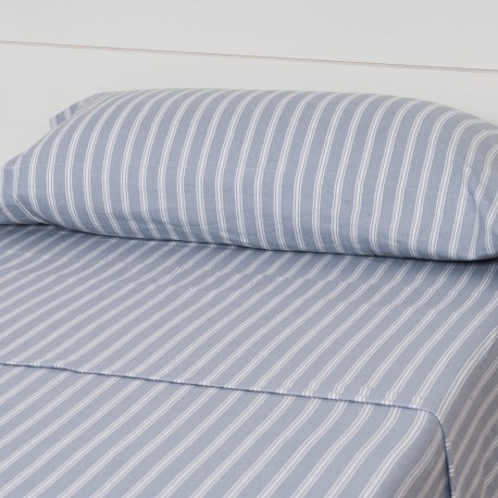 Juego de sábanas franela Raya Marsella indigo