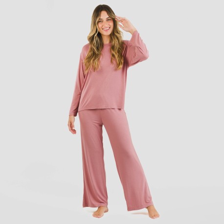 Pijama largo viscosa mujer liso