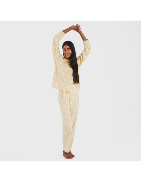 Pijama terciopelo Dula vainilla