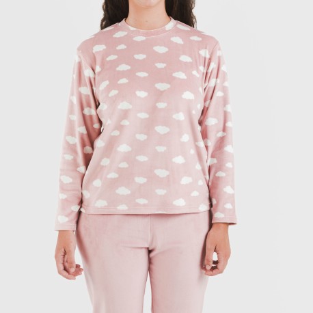 Pijama terciopelo Nubecita rosa palo