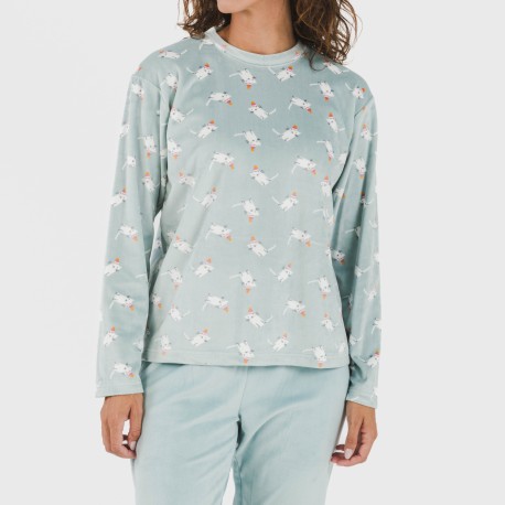 Pijama terciopelo Seasonal agua marina