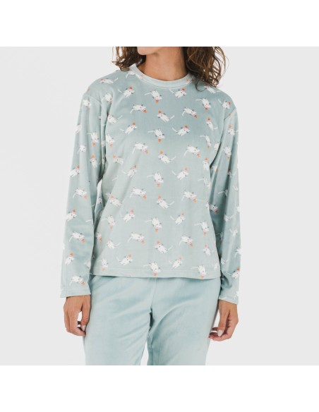 Pijama terciopelo Seasonal agua marina