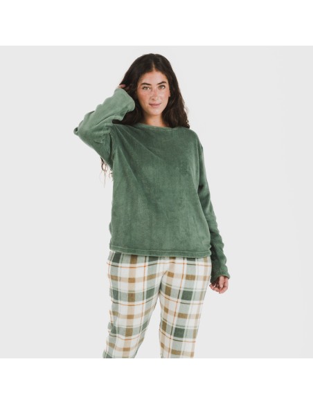 Pijama coral Cuadro Noric verde