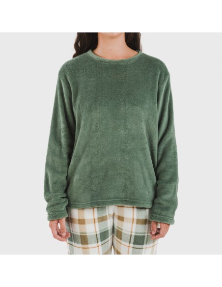 Pijama coral Cuadro Noric verde