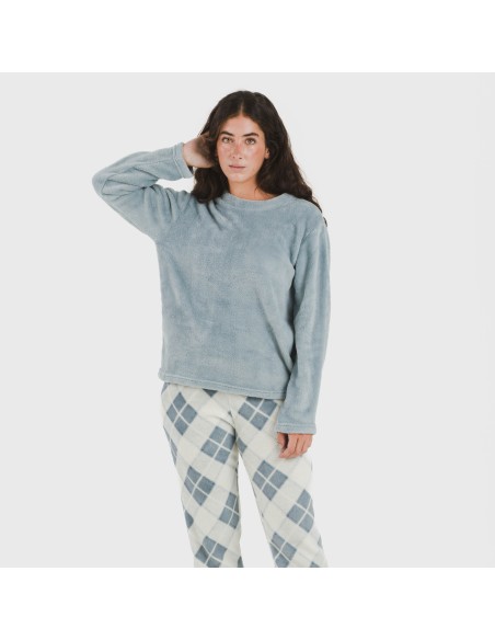 Pijama coral Cuadro Guima indigo Pijama coral Cuadro Guima indigo