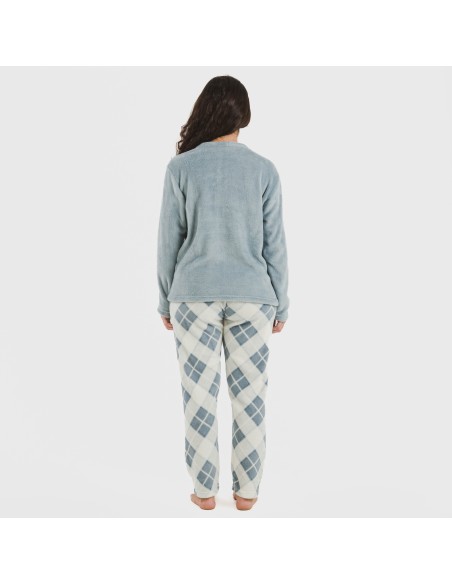 Pijama coral Cuadro Guima indigo Pijama coral Cuadro Guima indigo