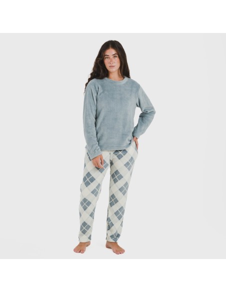 Pijama coral Cuadro Guima indigo Pijama coral Cuadro Guima indigo