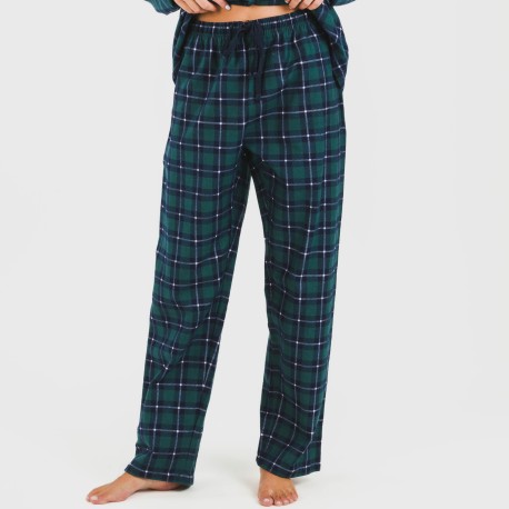 Pijama franela con solapa mujer Cuadro Ruz verde
