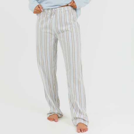 Pijama largo algodón Raya Bill celeste