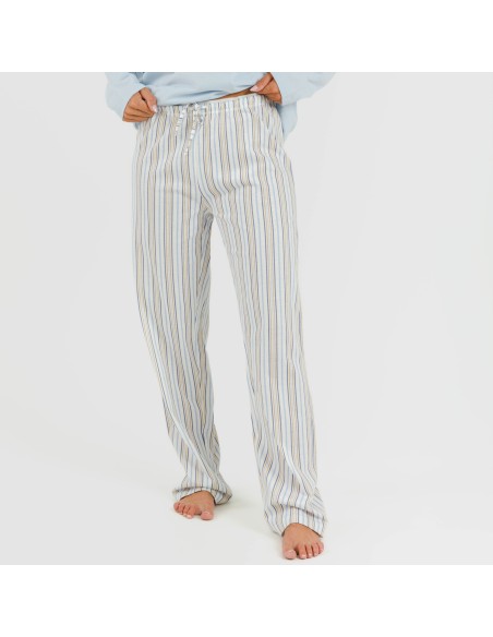 Pijama largo algodón Raya Bill celeste Pijama largo algodón Raya Bill celeste