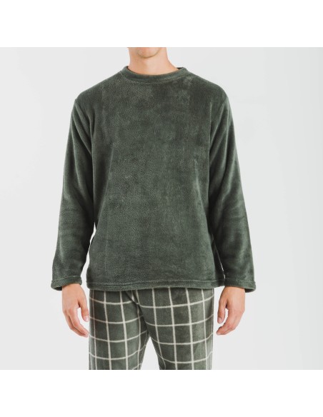 Pijama coral hombre Cuadro Andino verde caceria