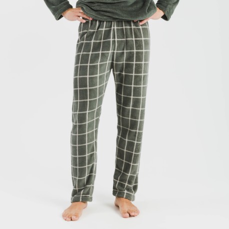 Pijama coral hombre Cuadro Andino verde caceria