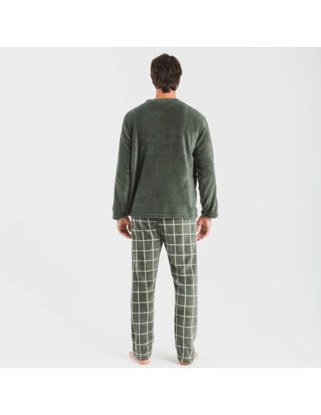 Pijama coral hombre Cuadro Andino verde caceria