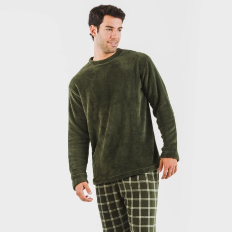 Pijama coral hombre Cuadro Nitari verde caceria