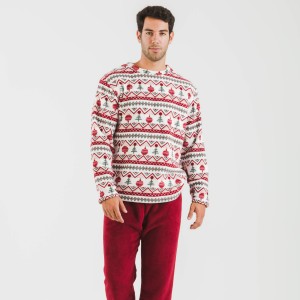 Pijama coral hombre Joshie burdeos