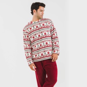 Pijama coral hombre Joshie burdeos 2