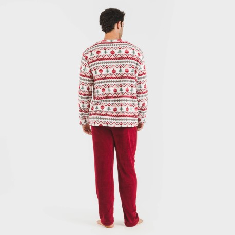 Pijama coral hombre Joshie burdeos