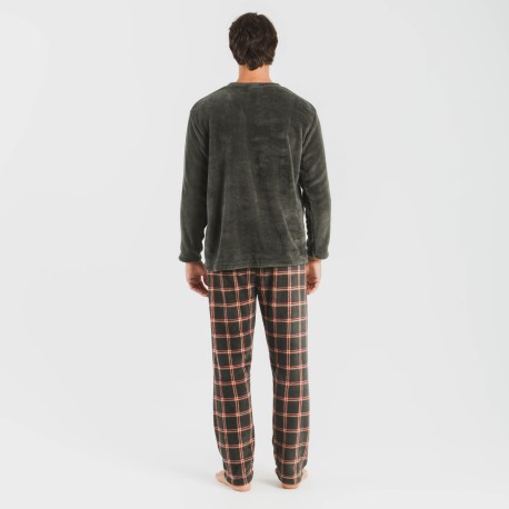 Pijama coral hombre Cuadro Nelby verde caceria