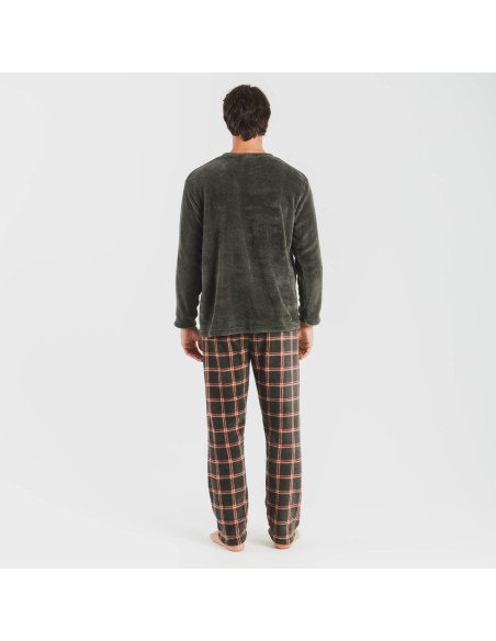 Pijama coral hombre Cuadro Nelby verde caceria