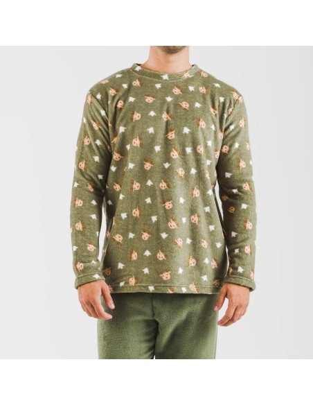 Pijama coral hombre Tatini verde caceria