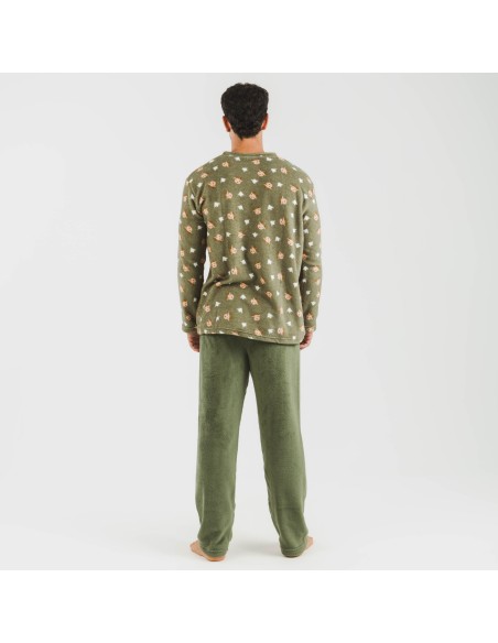 Pijama coral hombre Tatini verde caceria
