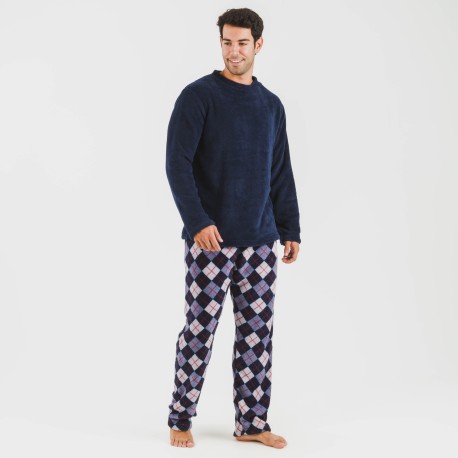 Pijama coral hombre Darsikiriki azul