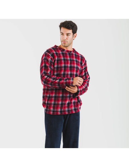 Pijama coral hombre Cuadro Cocoro azul marino Pijama coral hombre Cuadro Cocoro azul marino