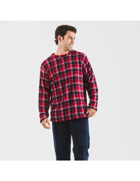 Pijama coral hombre Cuadro Cocoro azul marino Pijama coral hombre Cuadro Cocoro azul marino