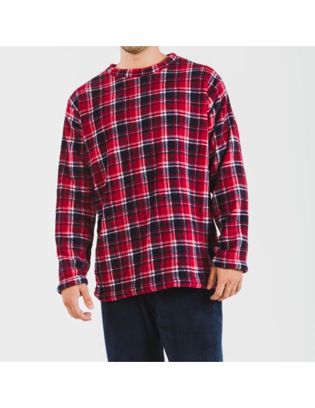 Pijama coral hombre Cuadro Cocoro azul marino Pijama coral hombre Cuadro Cocoro azul marino