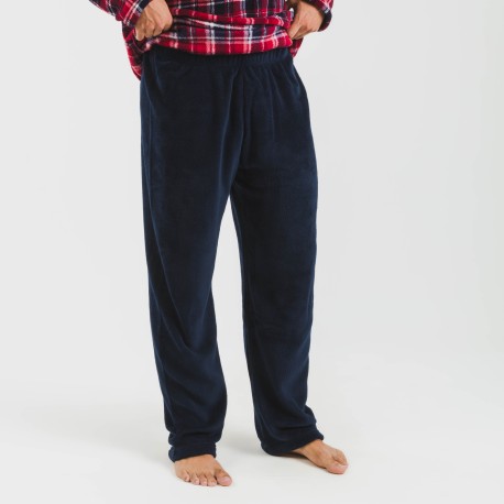 Pijama coral hombre Cuadro Cocoro azul marino