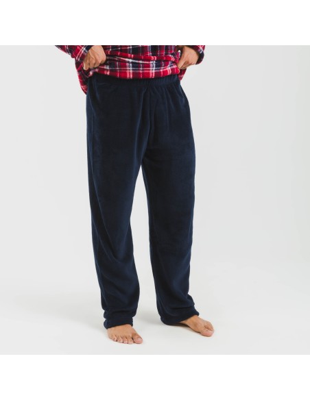 Pijama coral hombre Cuadro Cocoro azul marino Pijama coral hombre Cuadro Cocoro azul marino