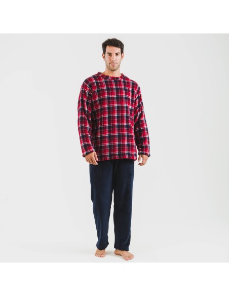 Pijama coral hombre Cuadro Cocoro azul marino Pijama coral hombre Cuadro Cocoro azul marino