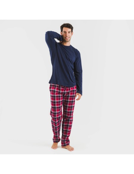 Pijama hombre franela Cocoro azul marino